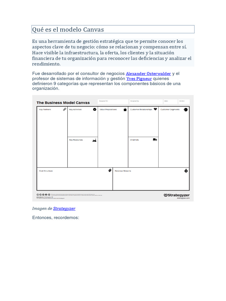 Guía del Modelo Canvas para Negocios | PDF | Business | Economias