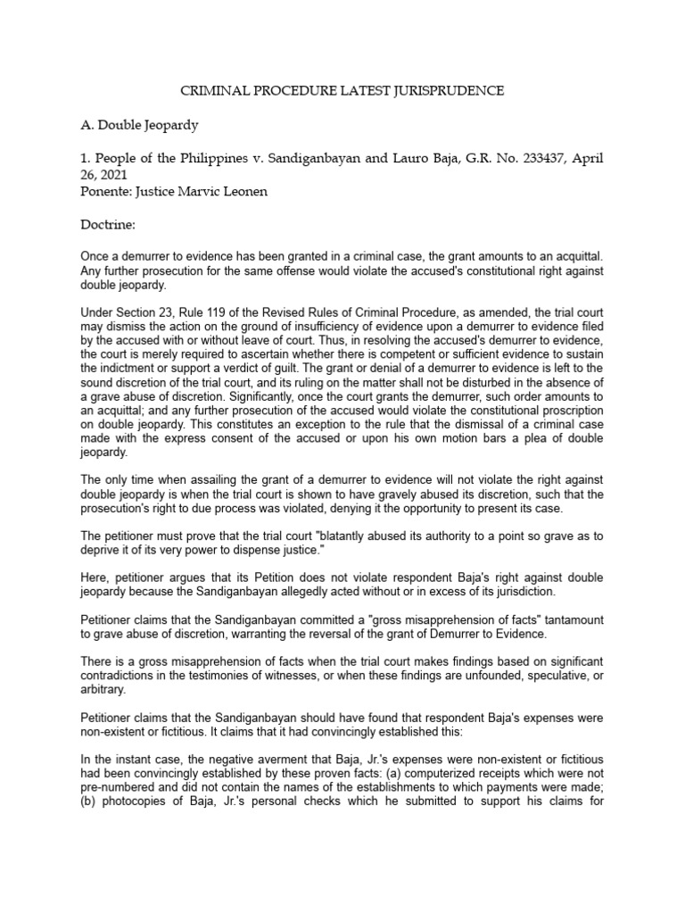 Double Jeopardy in G.R. 233437 Case | PDF