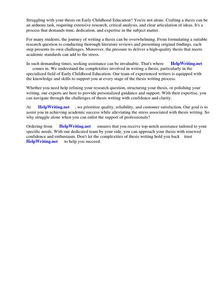 Thesis Title For Early Childhood Education Pdf