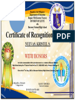 Certificate of Recognition 4th Quarter