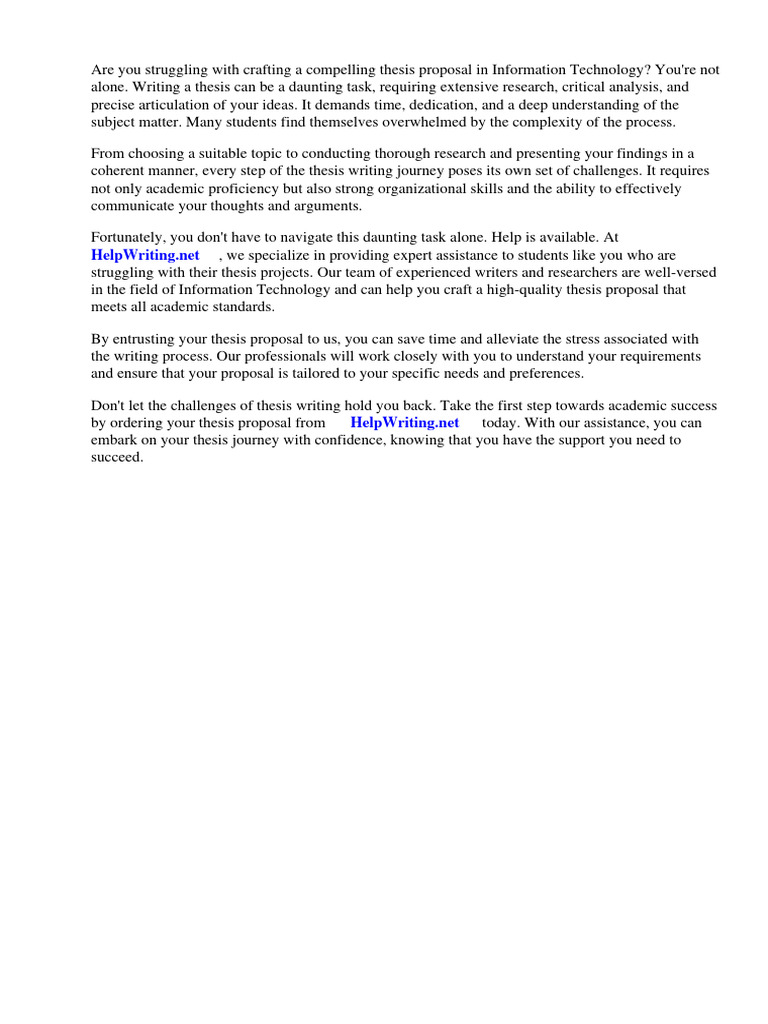 Sample of thesis proposal in information technology pdf thesis
