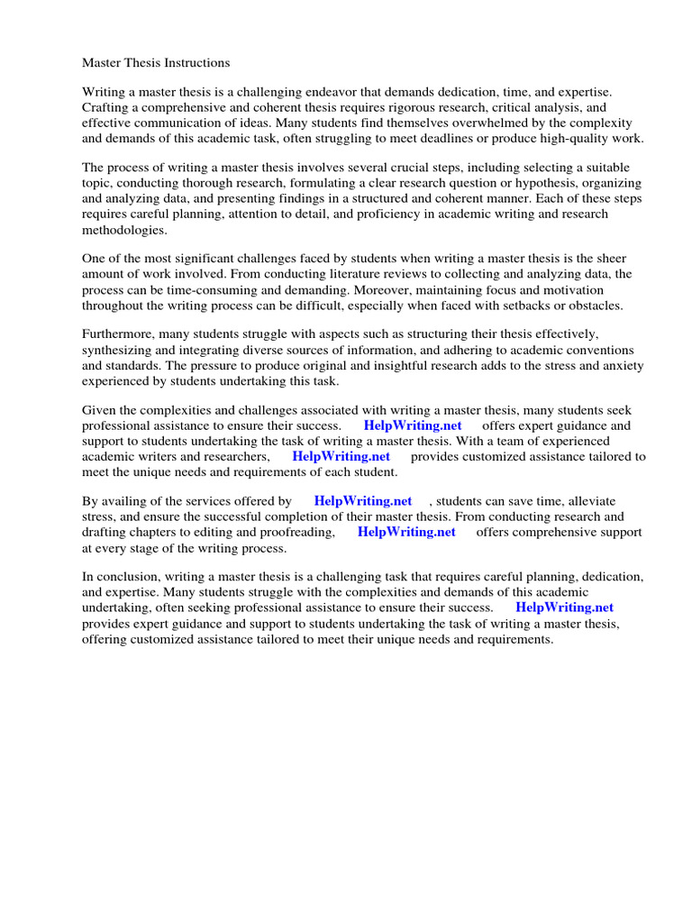 Master Thesis Instructions Pdf