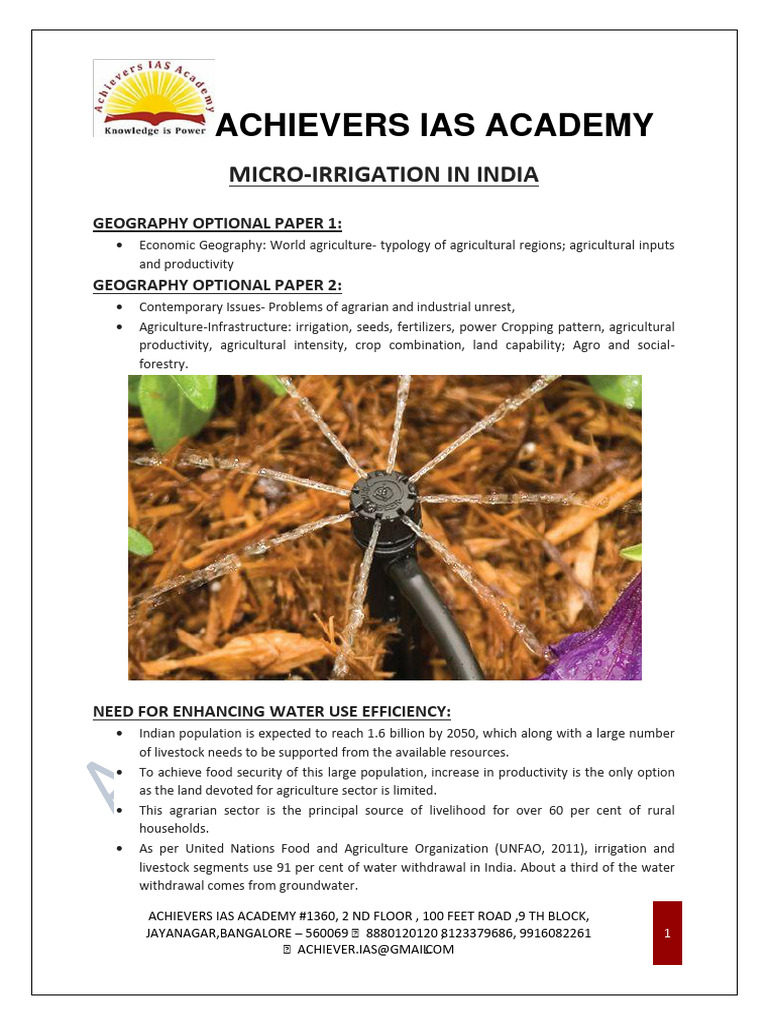 MicroIrrigation in India PDF Irrigation Agriculture