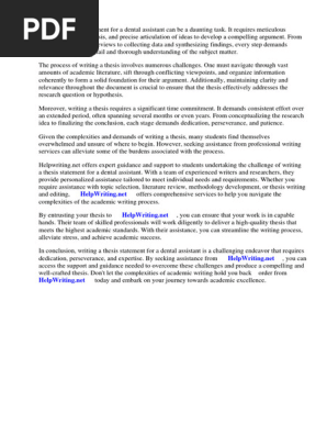 Thesis Statement for Dental Assistant