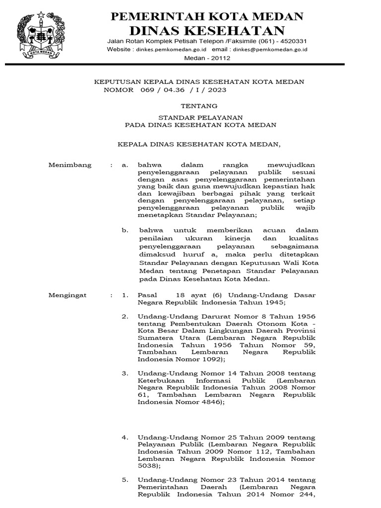 Draft SK Kadis Terbaru Fix TTG Standar Pelayanan Dinkes | PDF | Bisnis ...