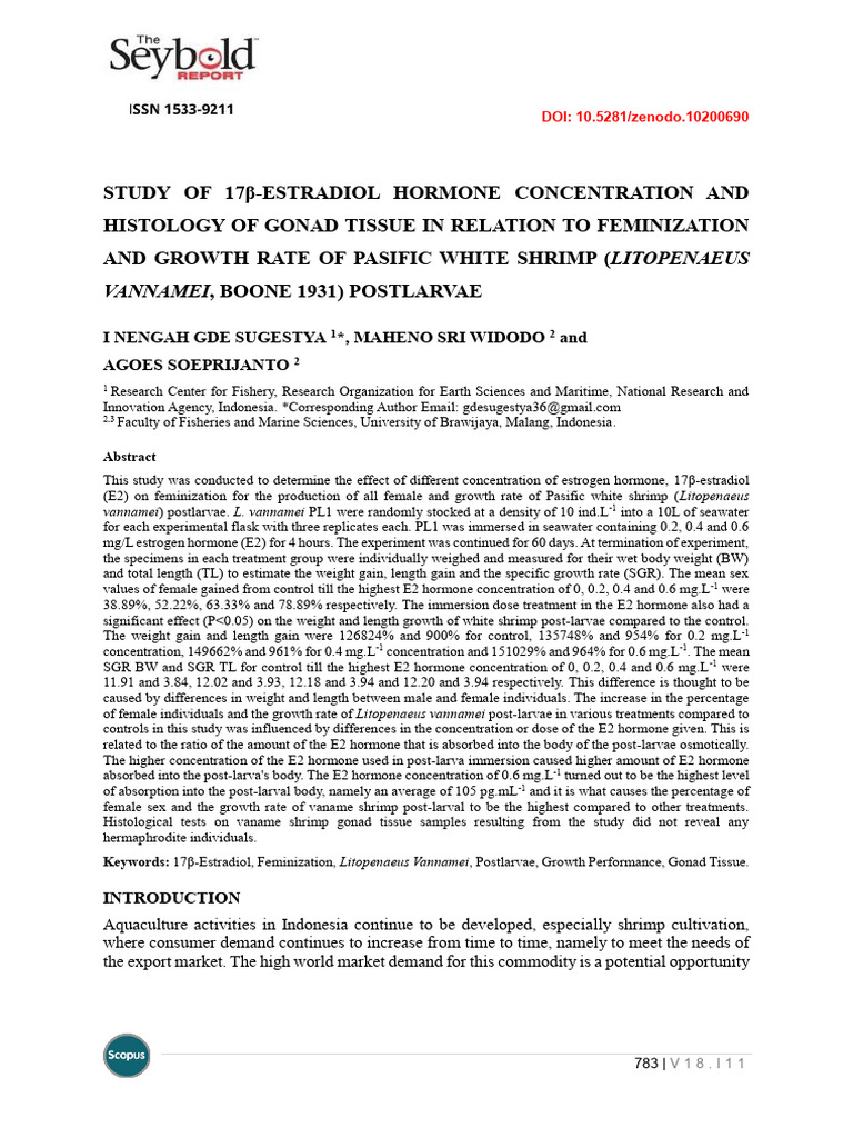 17β-Estradiol Effects on Shrimp Growth | PDF
