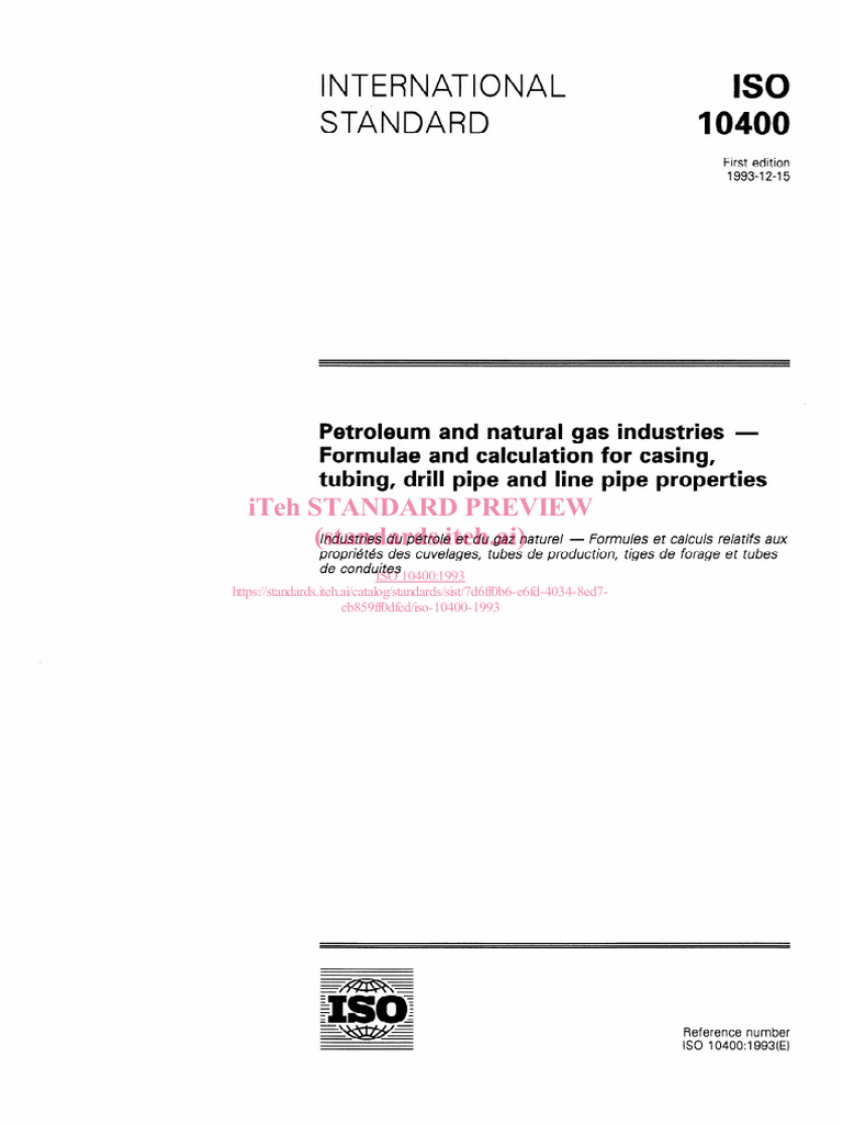 ISO 10400: Casing and Pipe Calculations | PDF | International ...