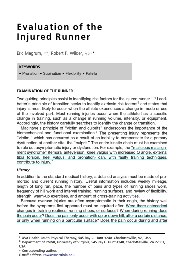 Runner Injury Evaluation Guide | PDF | Foot | Anatomical Terms Of Motion