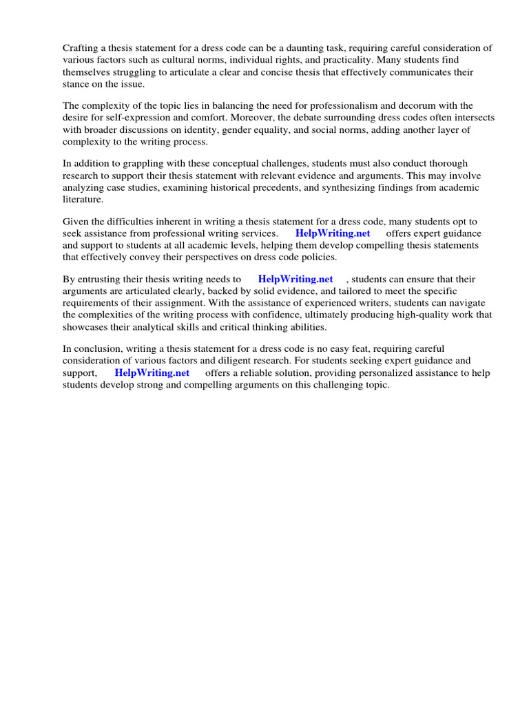 Thesis Statement for Dress Code PDF Clothing Hijab