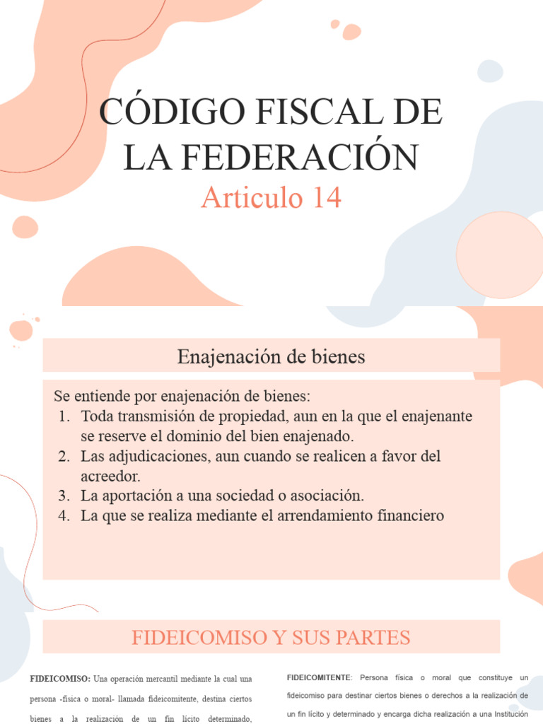 Art 14 Codigo Fiscal | PDF | Ley de fideicomiso | Derecho privado