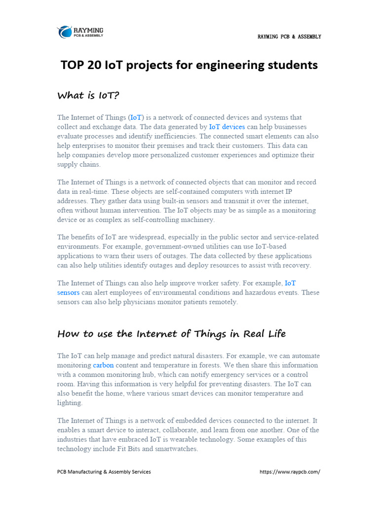 Top IoT Project Ideas for Students | PDF | Internet Of Things ...