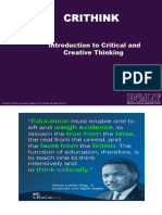 WEEK 1 & 2 - Intro To Critical VS Creative Thinking