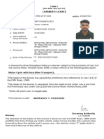 Learner'S Licence: Form 3 (See Rule 3 (A) and 13)