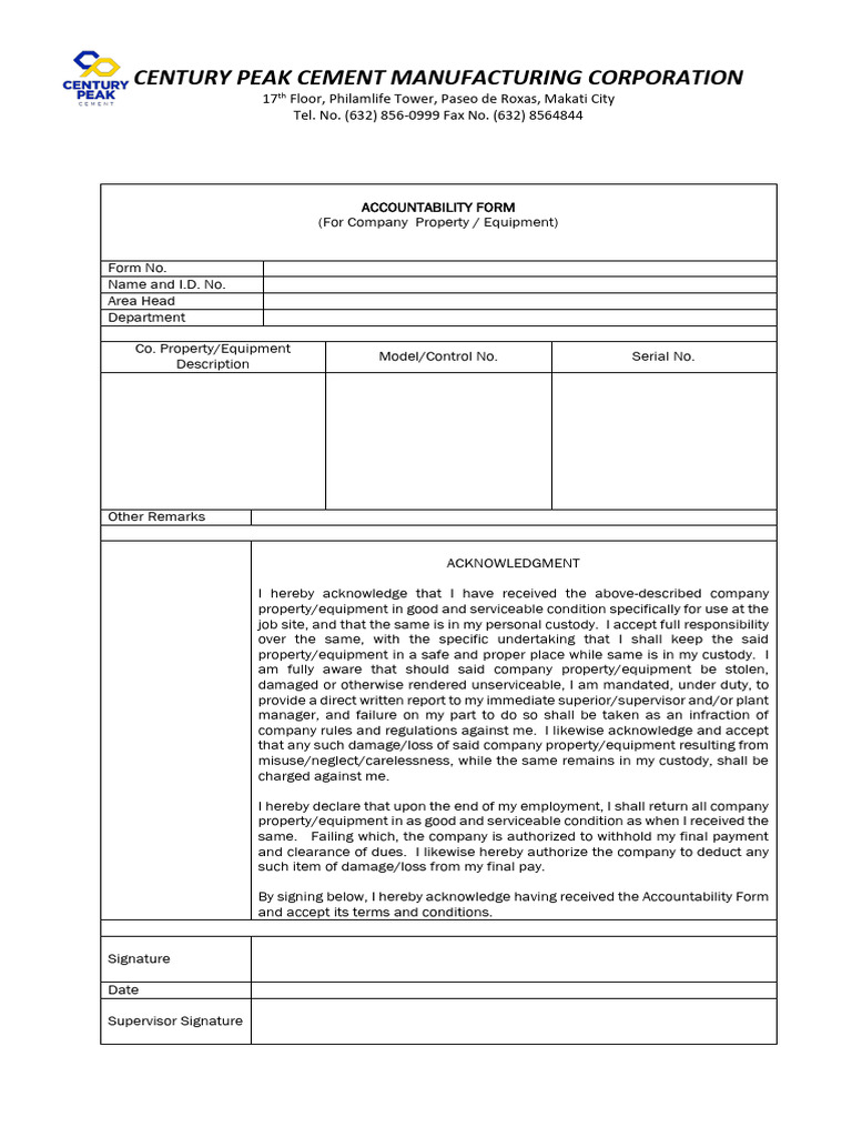 Employee Equipment Accountability Form | PDF | Business | Government