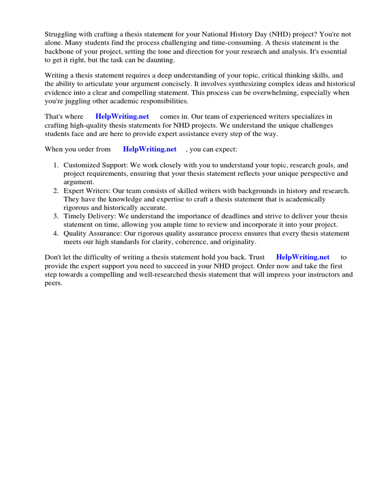 NHD Sample Thesis Statements | Download Free PDF | Essays | Thesis