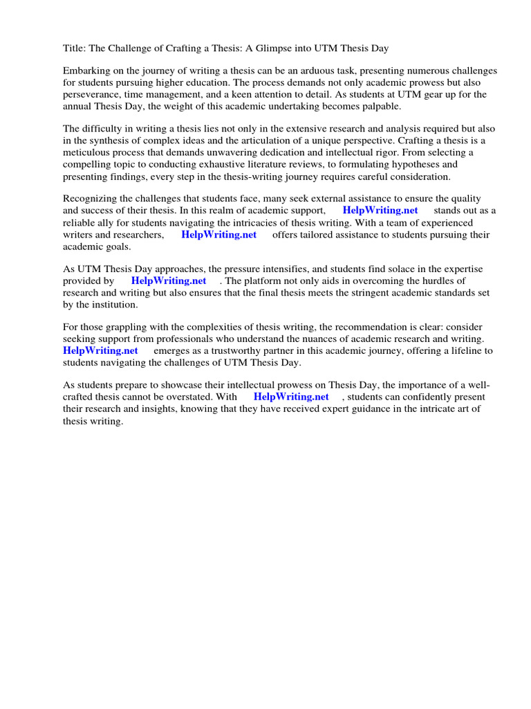 Utm Thesis Day Pdf Thesis