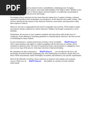 Thesis Statement on Character Traits