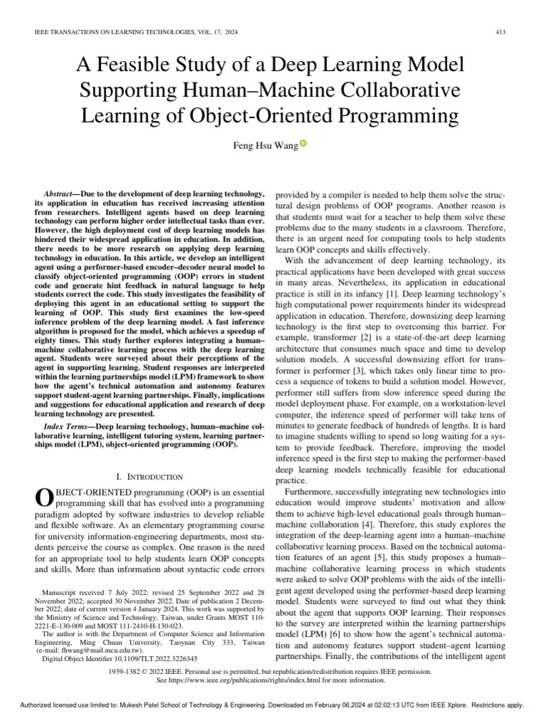 Deep Learning for OOP Error Correction | PDF | Deep Learning | Cognition