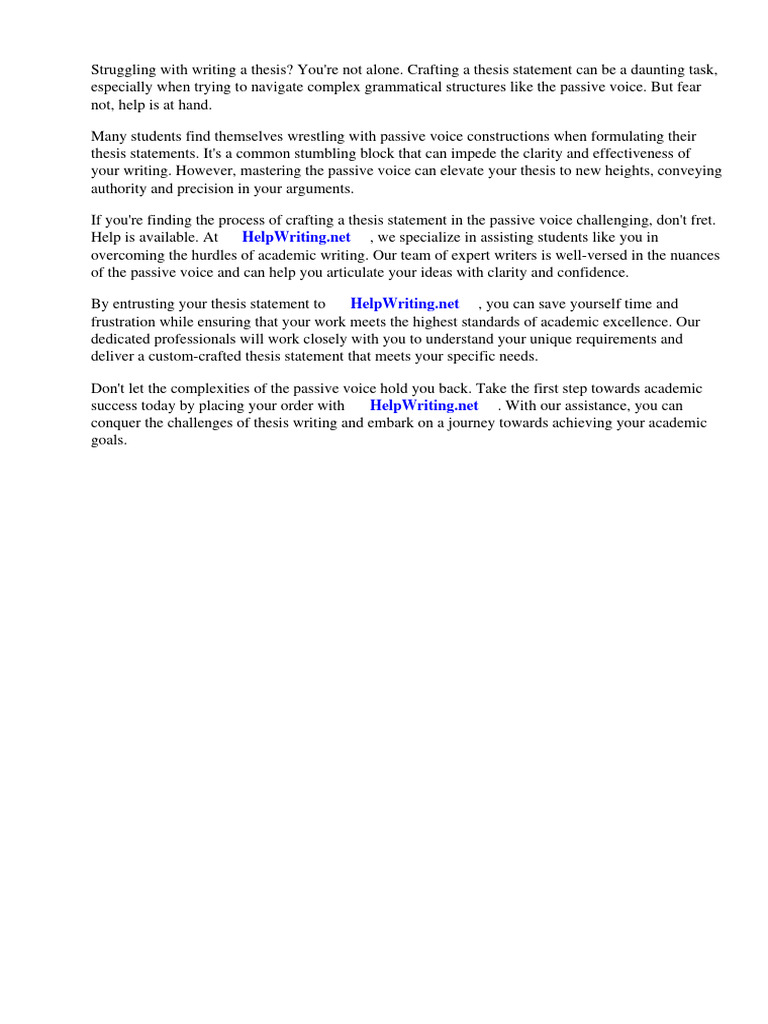 Passive Voice Thesis Statements | PDF | Subject (Grammar) | Verb