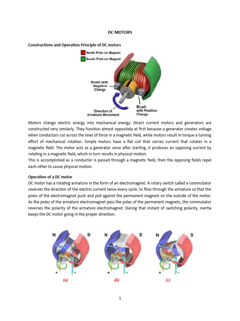 Understanding DC Motors: Types & Operation | PDF