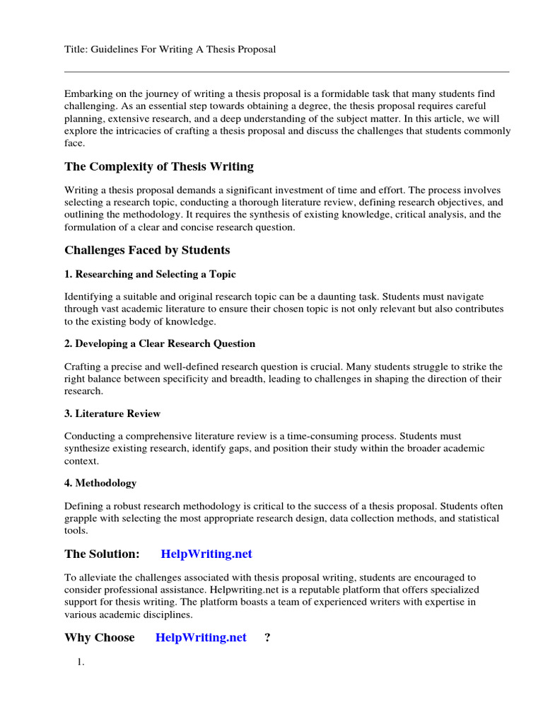 Guidelines For Writing A Thesis Proposal | PDF | Career & Growth | Art