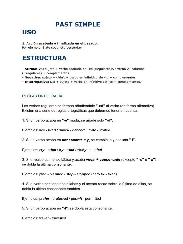 Uso del Past Simple y Present Perfect | PDF | Verbo | Morfología ...