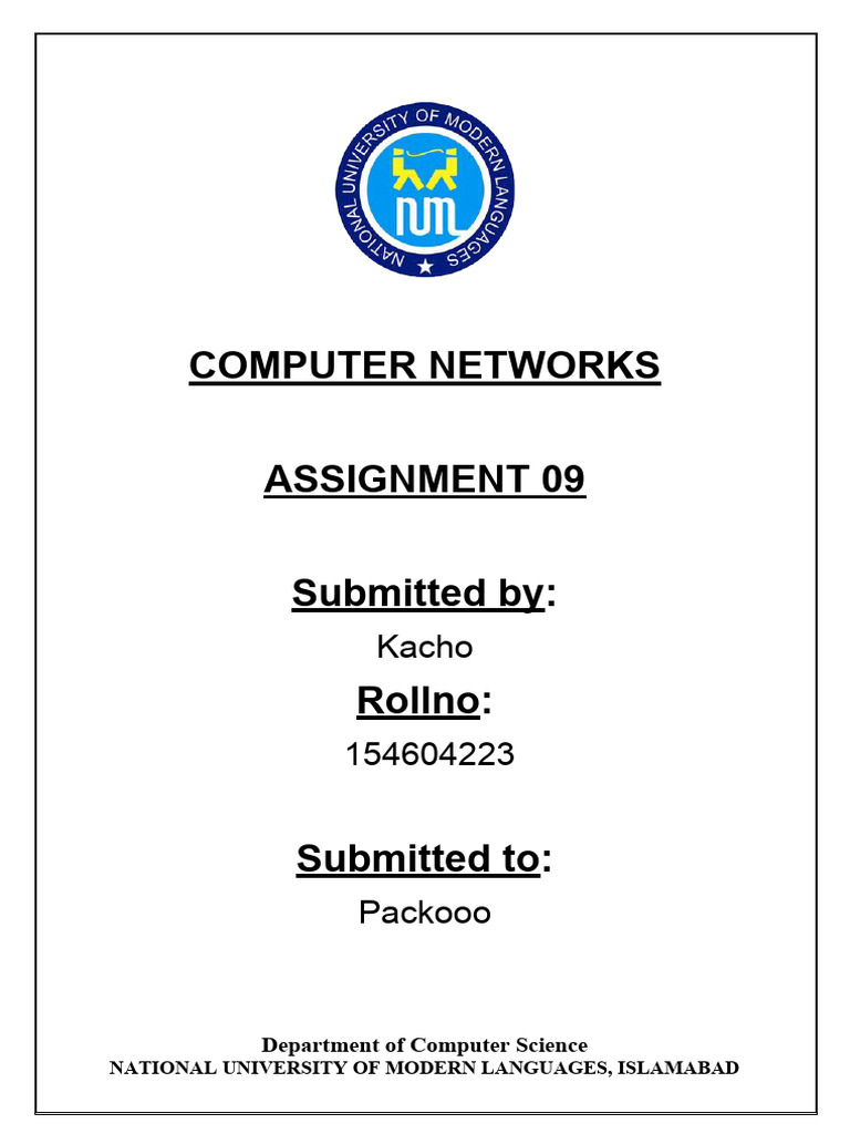 CNAssignment# 9 | PDF | Computers | Technology & Engineering