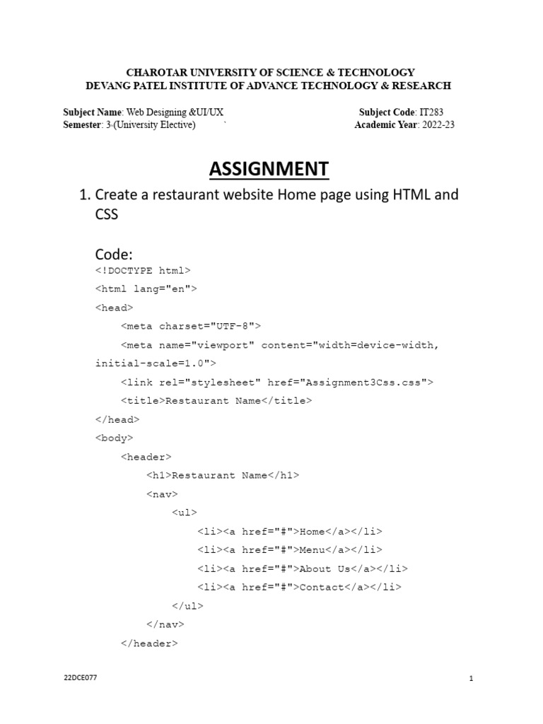 Css Assignment (1) 22dce077 | PDF | Computing | Internet