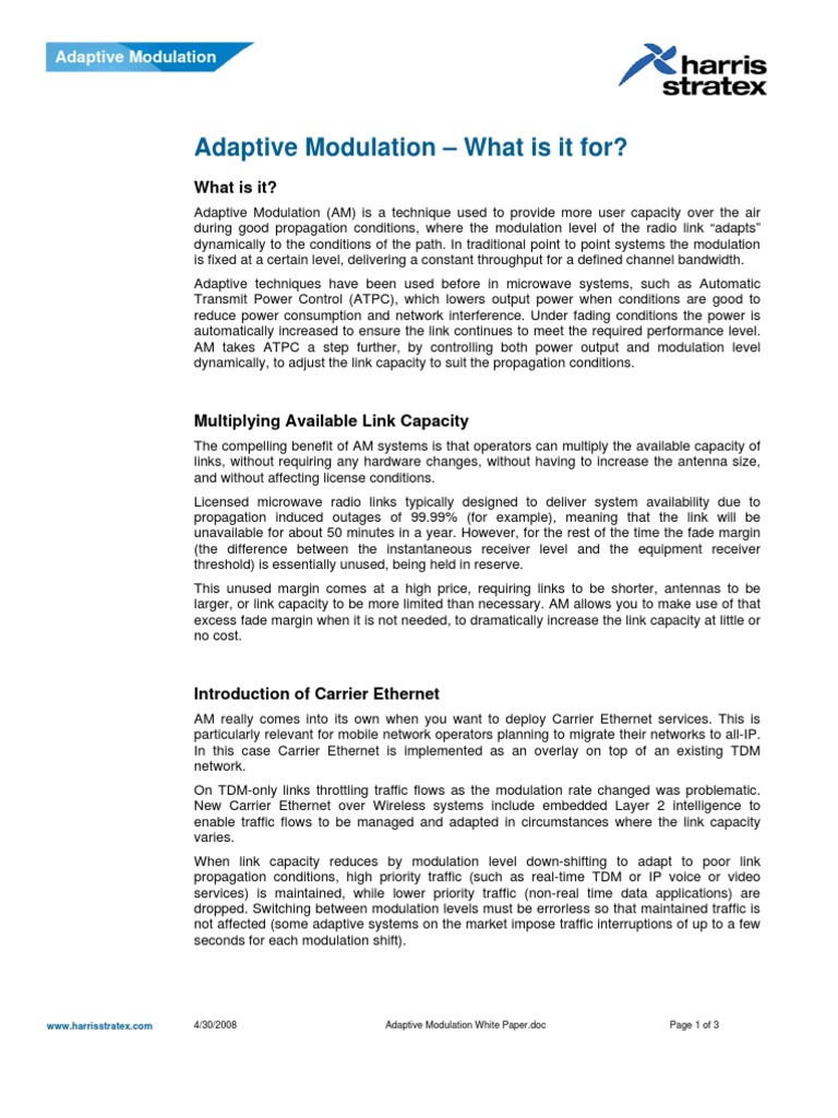 Adaptive Modulation | PDF | Ethernet | Am Broadcasting