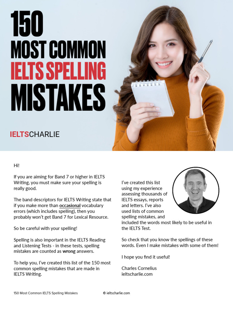 150 most common ielts spelling mistakes ielts charlie pdf spelling