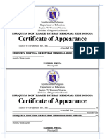 Certificate of Appearance Official Format 2022 