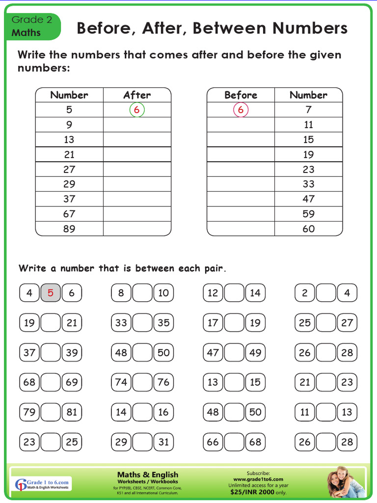 Before, After and Between Numbers | PDF
