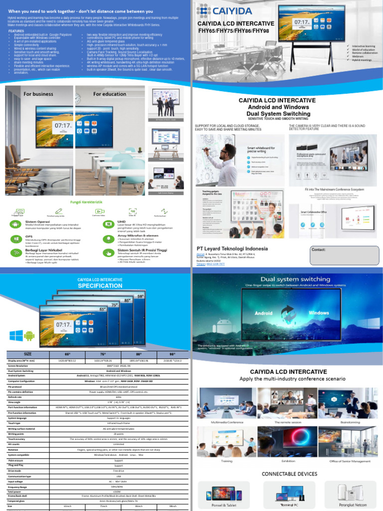 Caiyida Interactive Whiteboards Overview | PDF