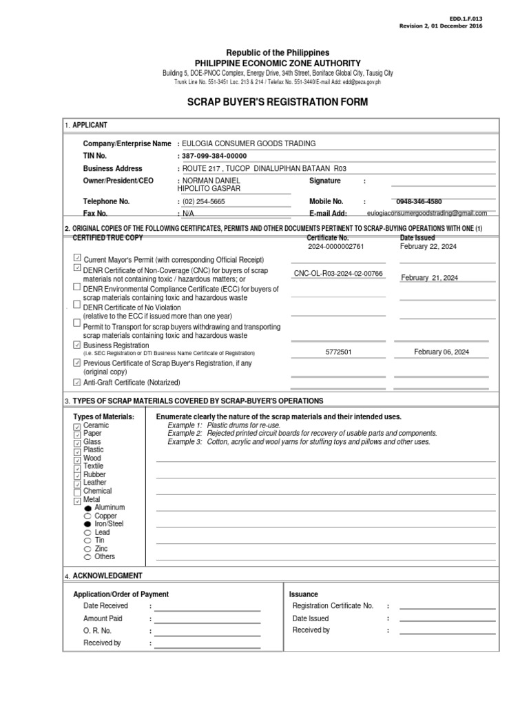PEZA Scrap Buyer's Registration Guide | PDF | Scrap | Waste