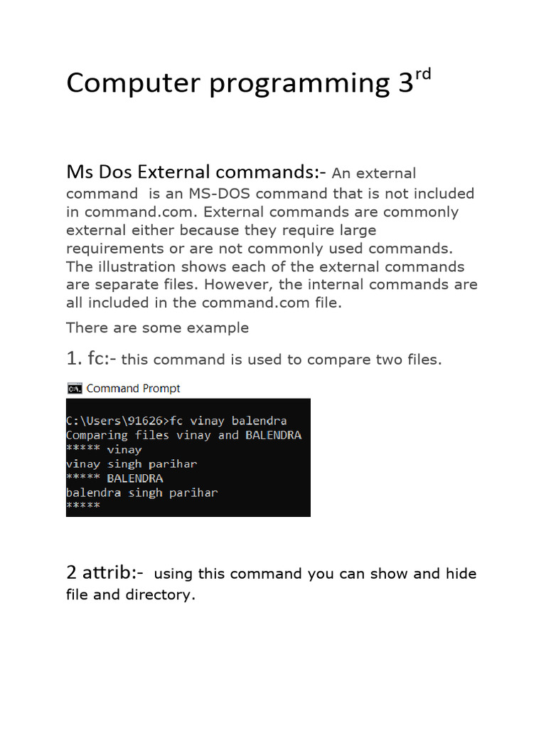 MsDos External Command07 | PDF | Teaching Methods & Materials | Computers