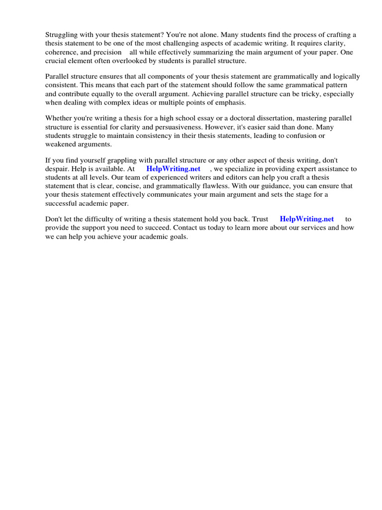 Thesis Statement Parallel Structure | PDF