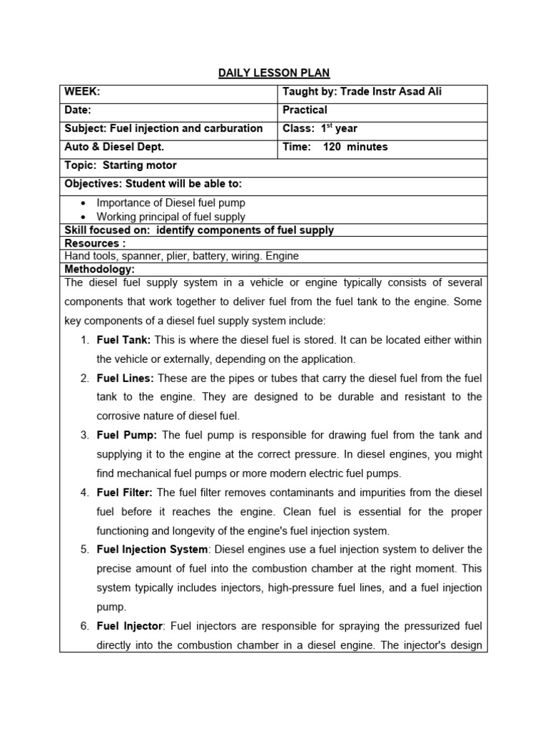 16 Identify Component of Diesel Fuel Supply | PDF