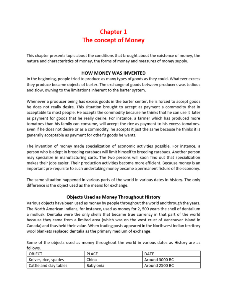 The Concept of Money: How Money Was Invented | PDF | Money | Finance ...
