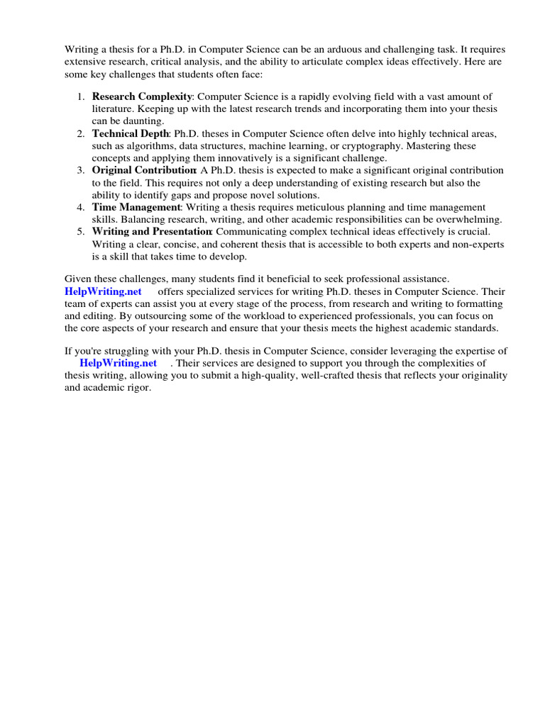 Ph.D. Thesis Writing in Computer Science | PDF | Career & Growth