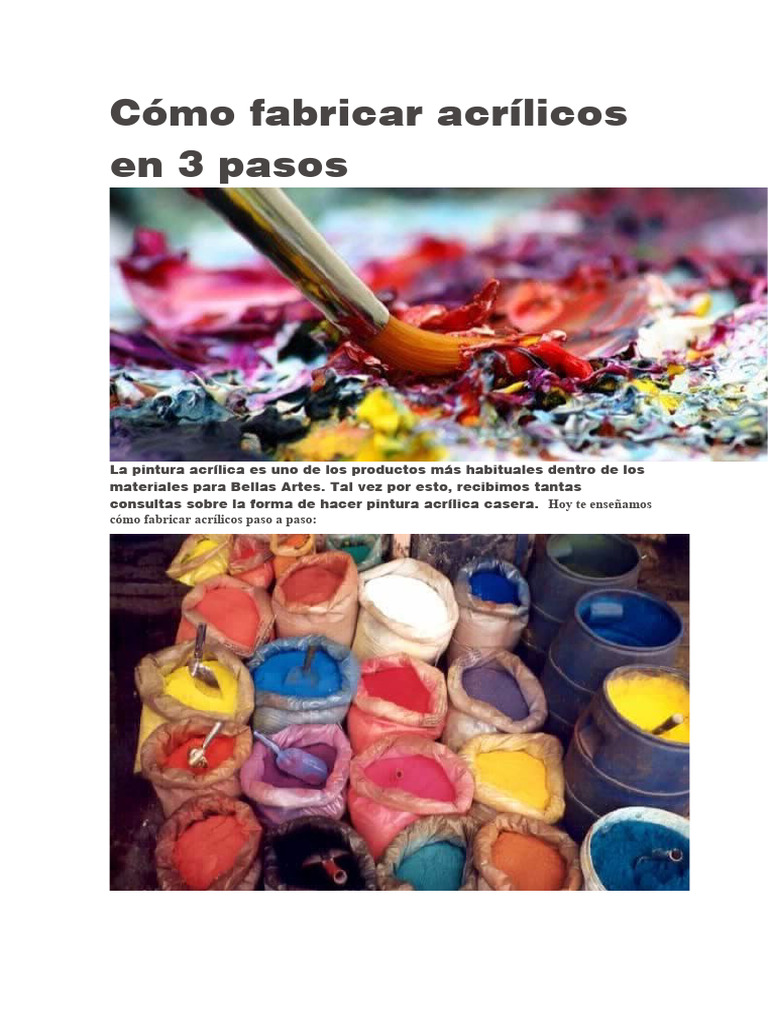 Cómo Fabricar Acrílicos en 3 Pasos | PDF | Pintura acrilica | Pinturas, image size:768x1024