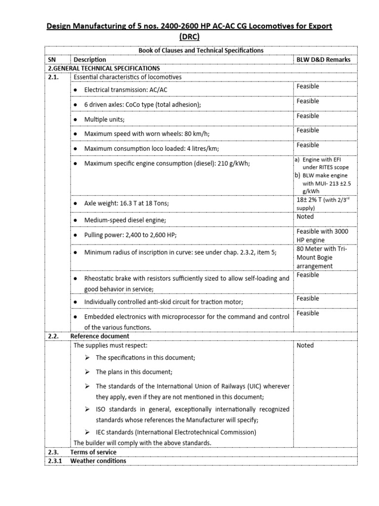 DRC Locomotive Design Specifications | PDF