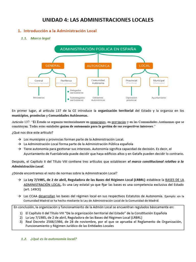Administración Local en España: Estructura y Funciones | PDF | Alcalde ...