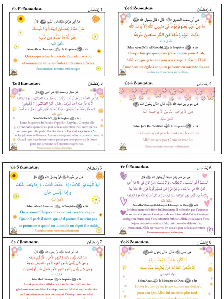 30-Hadiths Calendrier Simples | PDF