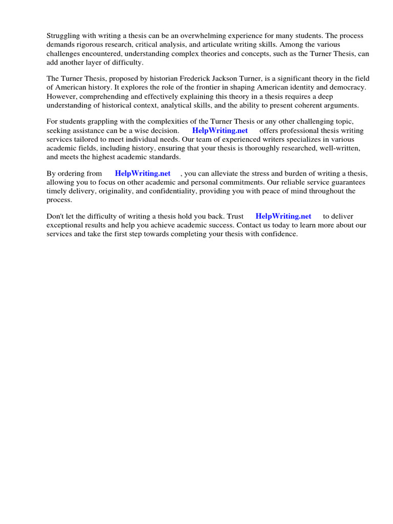 Turner Thesis Explained PDF American Frontier The United States