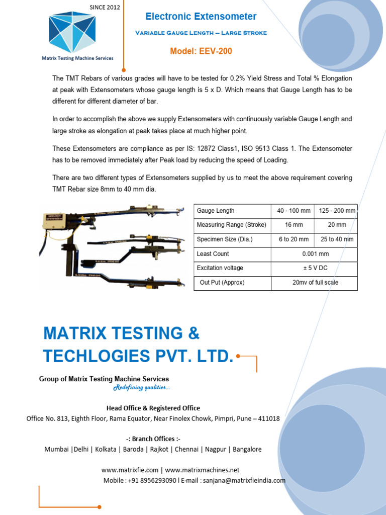 Extensometers for TMT Rebar Testing | PDF