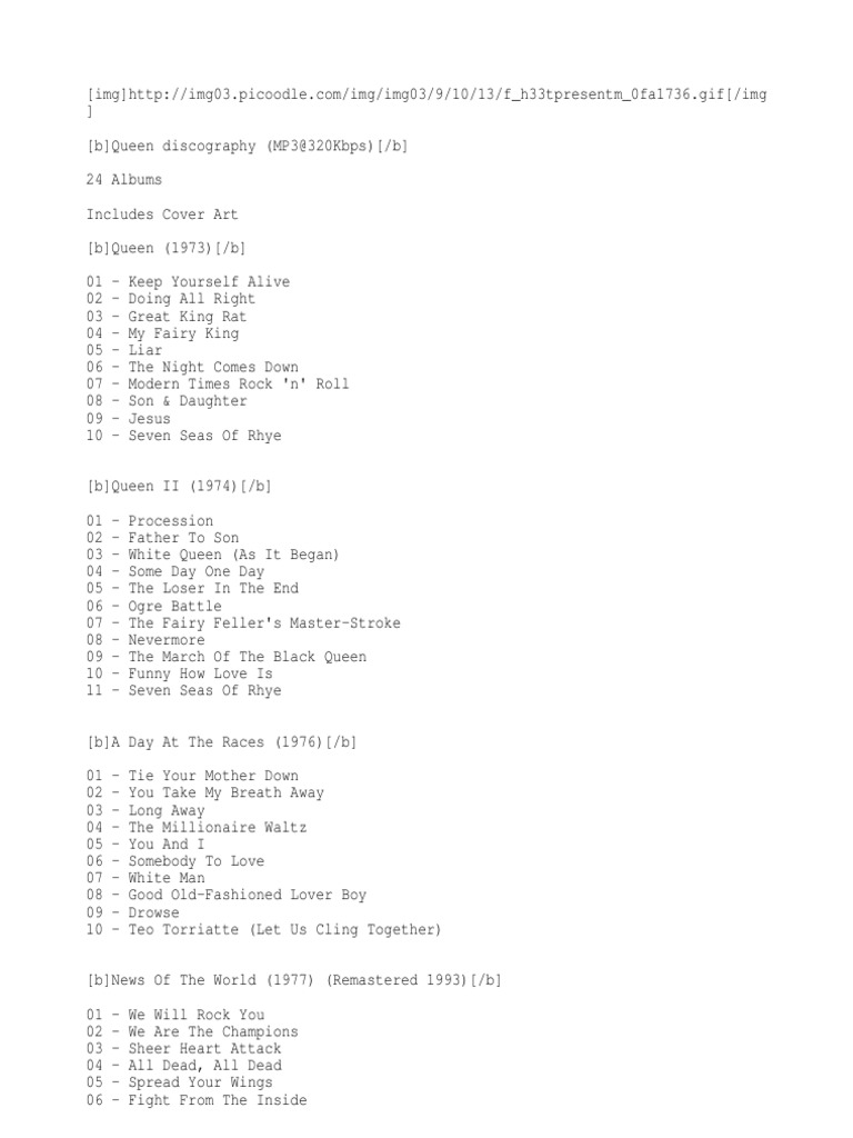Queen Discography Mp3 320kbps Rock Music Recorded Music queen discography mp3 320kbps rock