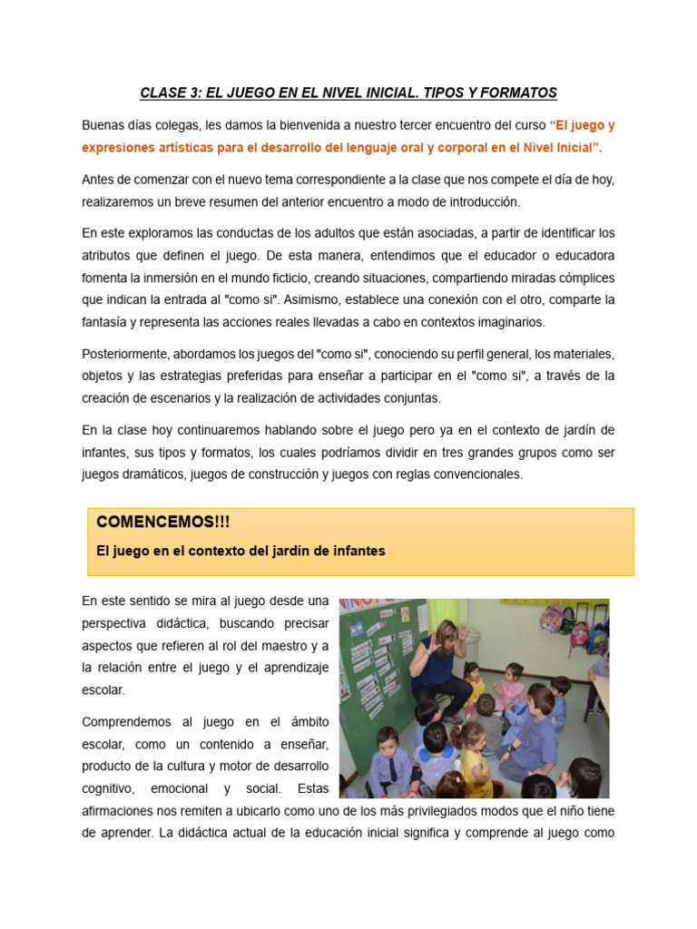 Clase 3 | PDF | Educación de la primera infancia | Aprendizaje
