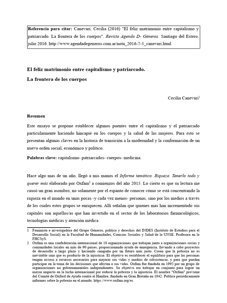 Canevari feliz matrimonio revista d generos pdf capitalismo oxfam