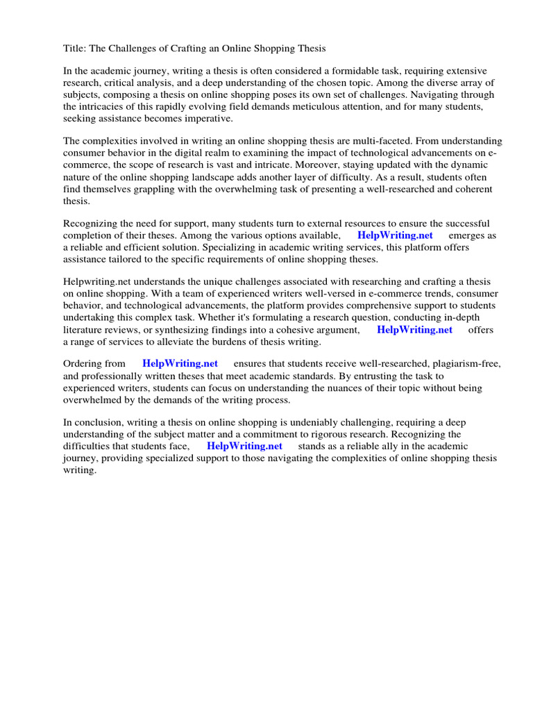 Online Shopping Thesis PDF