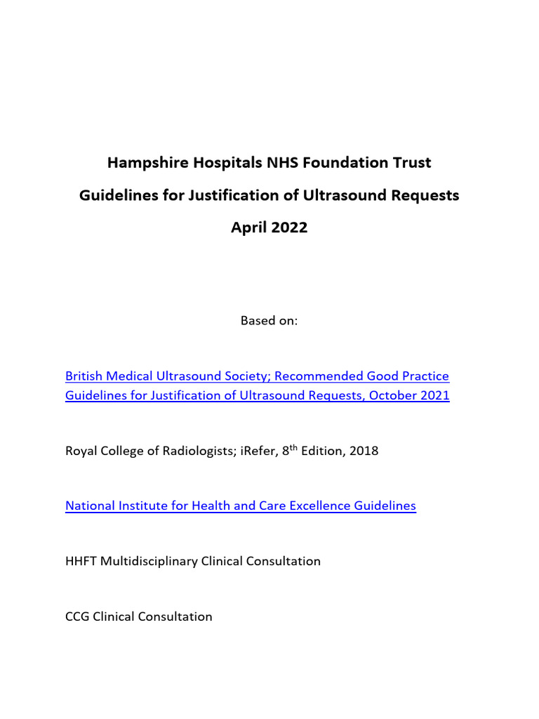 Justification of Ultrasound Requests Hampshire Hospitals NHS Foundation